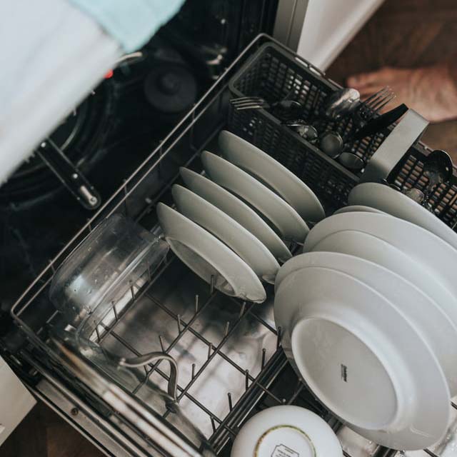 Loading a dishwasher